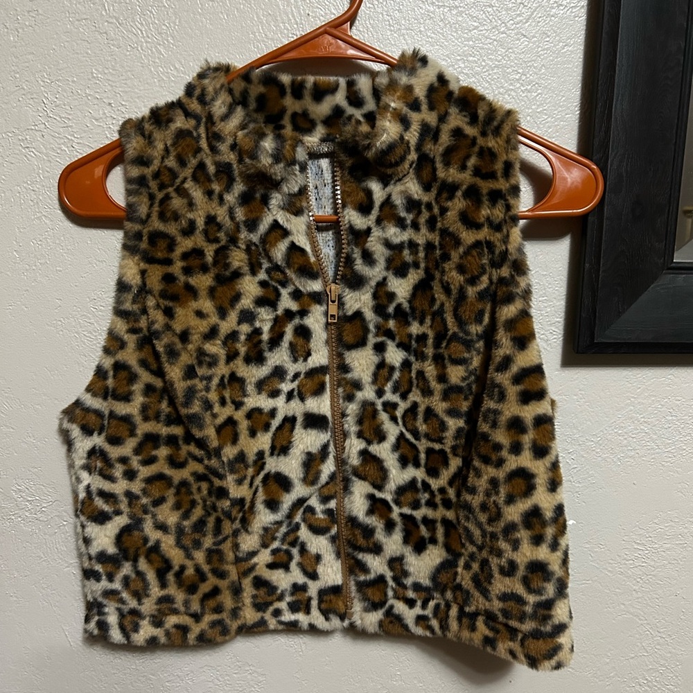 Leopard Print Faux Fur Vest